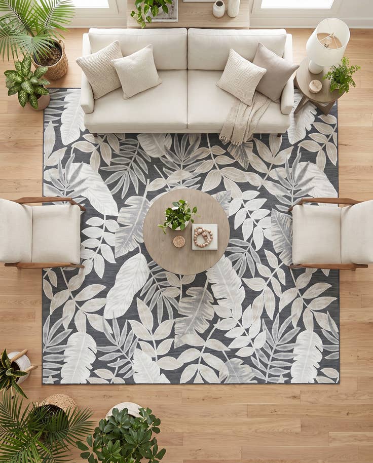 Detail image of 8' 2 x 8' 2 Easy-Clean Botanical Indoor / Outdoor Square Rug