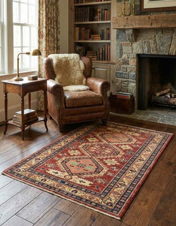 3' 3 x 4' 6 Hand Knotted Kazak Oriental Rug