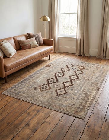 4' 5 x 6' 3 Hand Woven Kilim Maymana Wool Rug