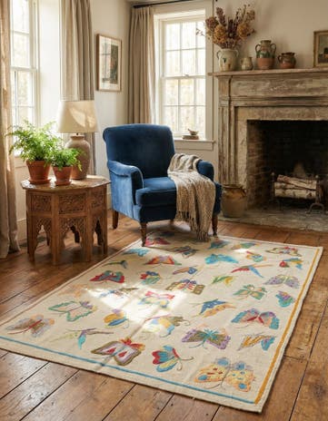 4' 1 x 5' 10 Hand Woven Kilim Suzani Wool Rug