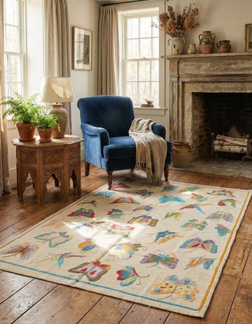 4' 1 x 5' 10 Hand Woven Kilim Suzani Wool Rug