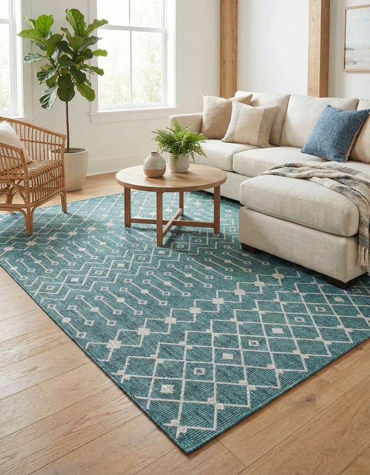 Detail image of 7' 10 x 10'  Washable Trellis Indoor / Outdoor Rug