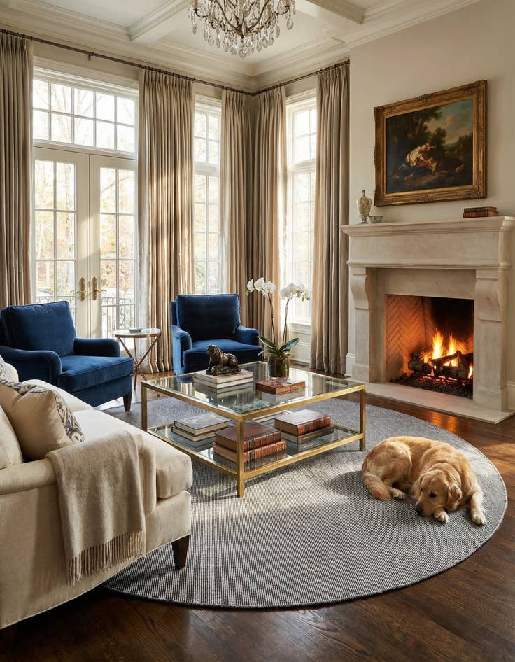 Detail image of 10' x 10'  Hand Woven Jill Zarin English Manor Farmhouse Wool Round Rug