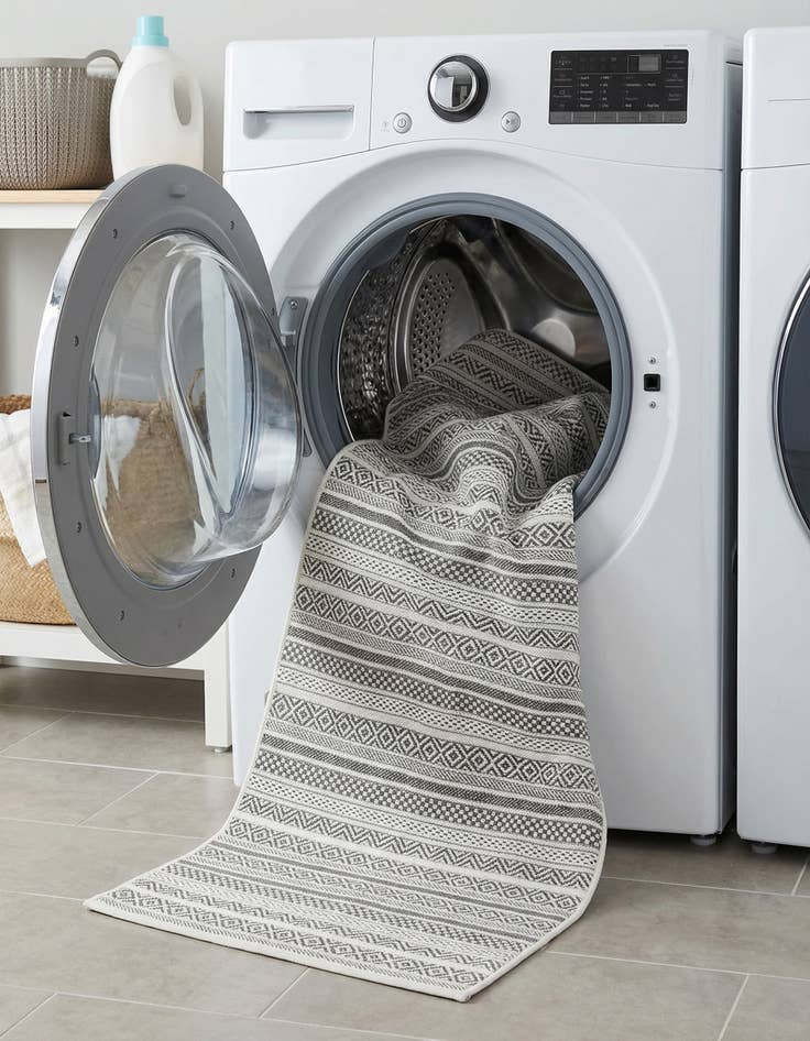 Detail image of 2' 7 x 12'  Washable Striped Indoor / Outdoor Runner Rug