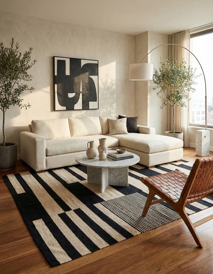 Detail image of 5' 9 x 7' 9  Hand Woven Kilim Modern Wool Rug