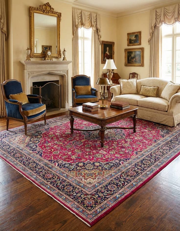 Detail image of  9' 10 x 12' 10  Hand Knotted Mashad Persian Wool Rug