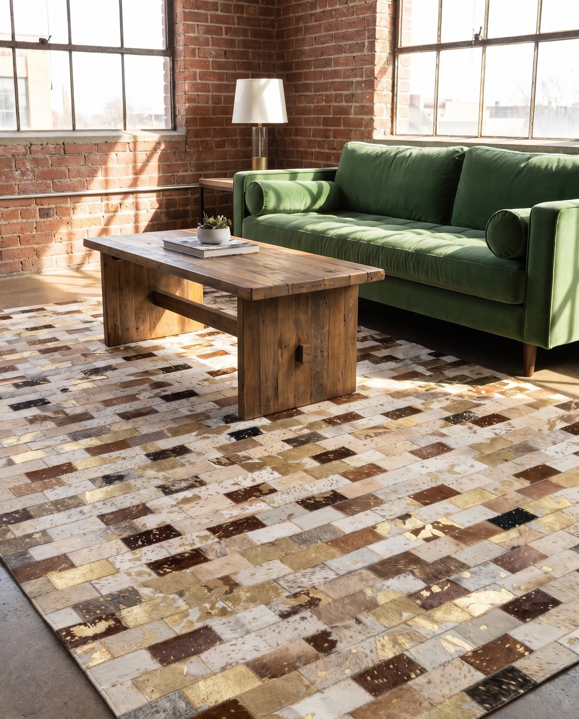 150cm x 245cm Cowhide - Patchwork Tæppe