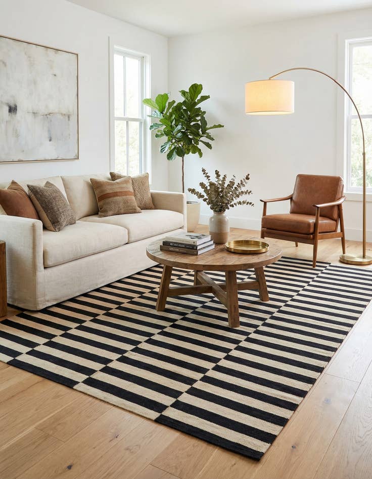 Detail image of 6' 8 x 9' 9  Hand Woven Kilim Modern Wool Rug