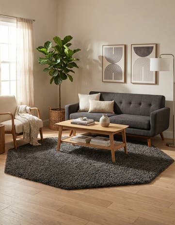 7' 10 x 7' 10 Solid Shag Octagon Rug