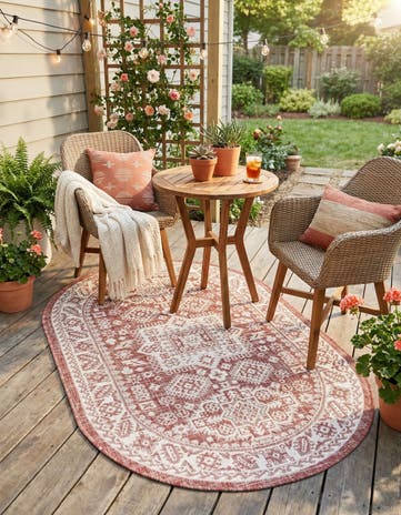3' x 5' 3 Easy-Clean Aztec Indoor / Outdoor Oval Rug
