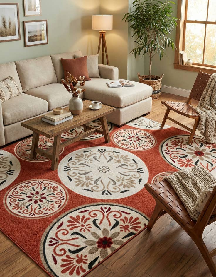 Detail image of 7' 10 x 11'  Washable Modern Indoor / Outdoor Rug