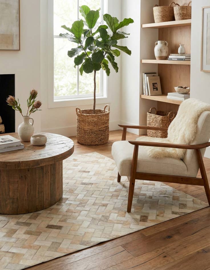 Detail image of 3' 9 x 5' 10 Cowhide Stocks Rug