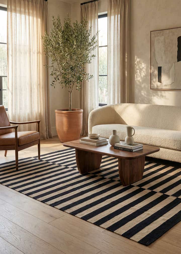 5' 3 x 5' 3 Hand Woven Kilim Modern Wool Square Rug