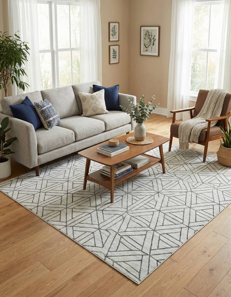 Detail image of  10' x 10' Lattice Trellis Square Rug