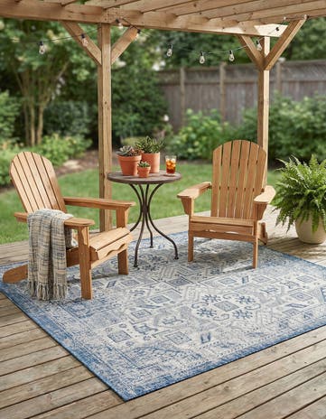 5' 3 x 5' 3 Easy-Clean Aztec Indoor / Outdoor Square Rug