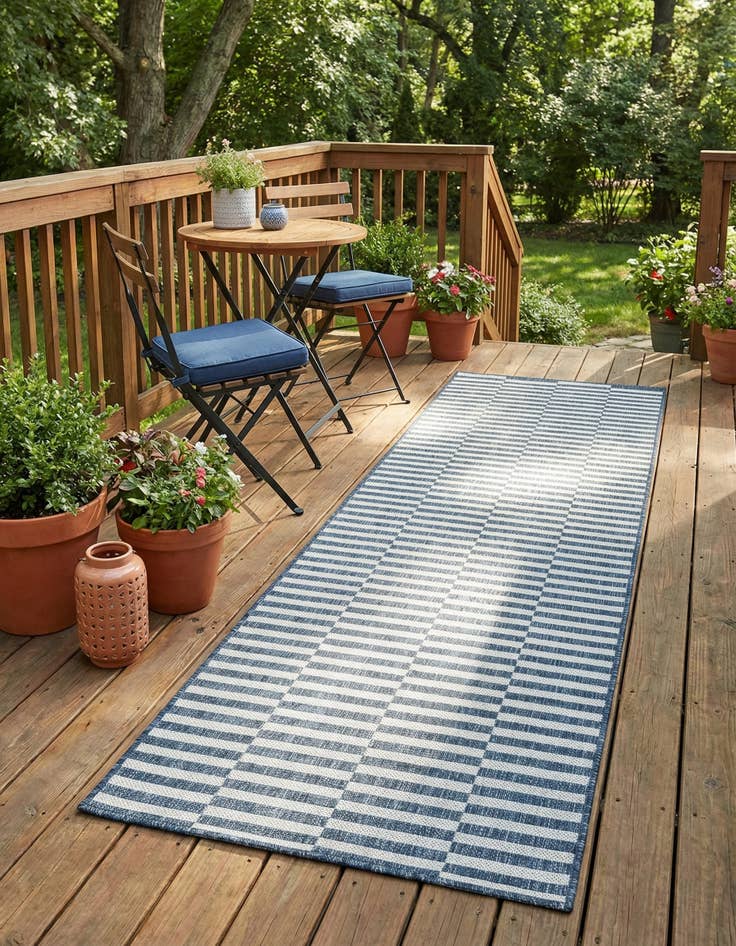 Detail image of 2' 7 x 10'  Washable Striped Indoor / Outdoor Runner Rug
