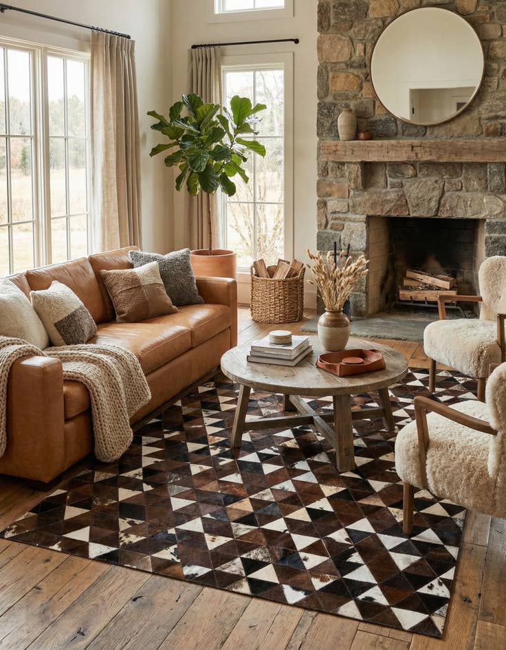 Detail image of 5' x 8' Cowhide Stocks Rug