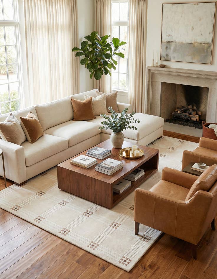 Detail image of 5' 8 x 8'  Hand Knotted Darya Wool Rug