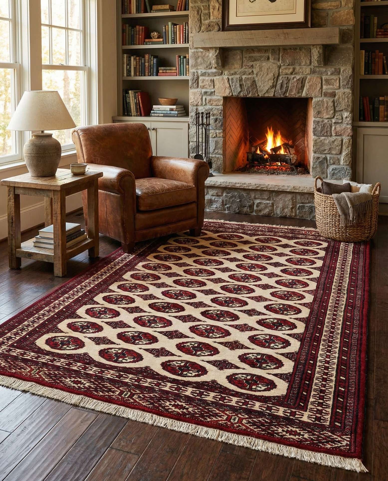 4' 1 x 6' 2 Hand Knotted Torkaman Persian Wool Rug