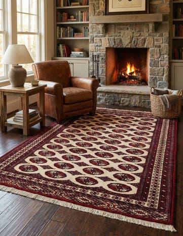 4' 1 x 6' 2 Hand Knotted Torkaman Persian Wool Rug