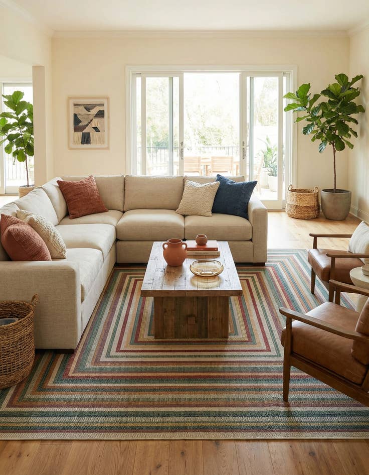 Detail image of 10' x 10'  Washable Baja Indoor / Outdoor Square Rug