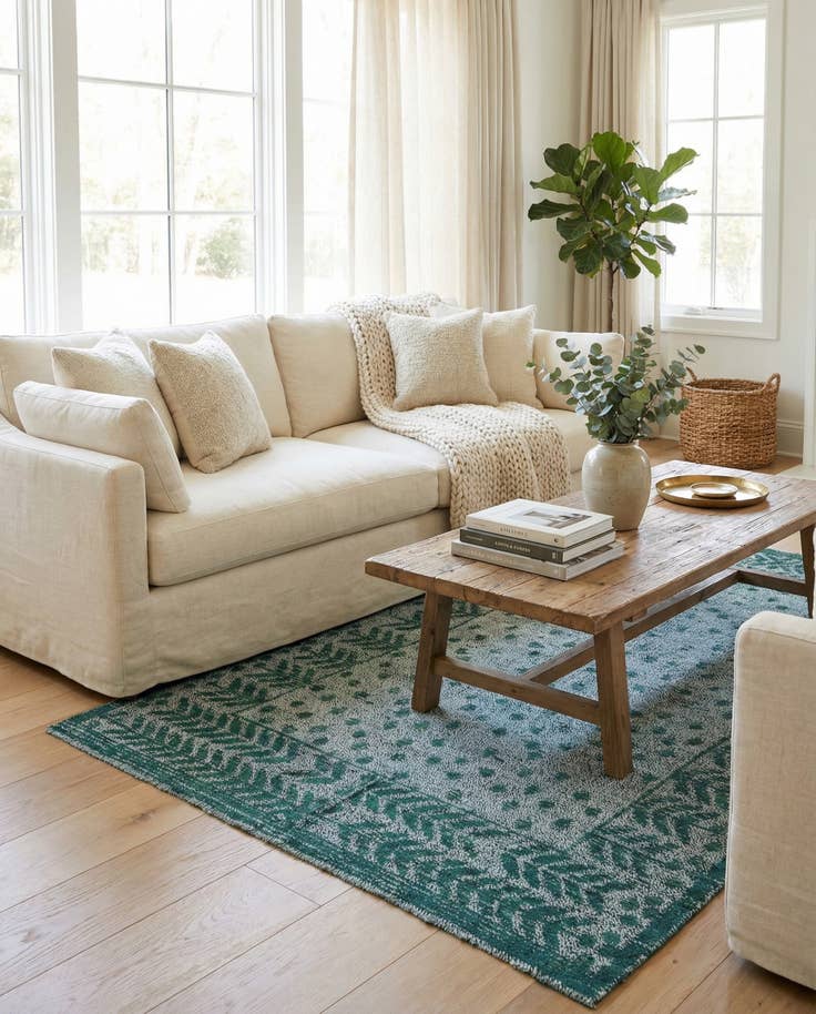 Detail image of 4' 11 x 7' 2 Hand Knotted Darya Wool Rug