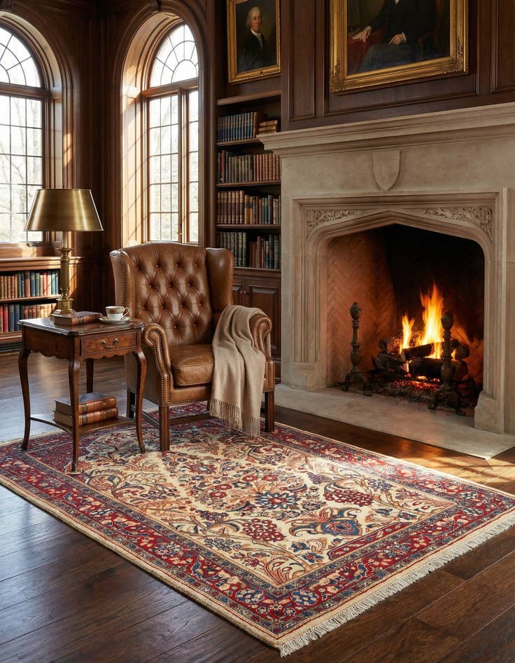 Detail image of  3' 5 x 5' 5 Kashan Wool Rug