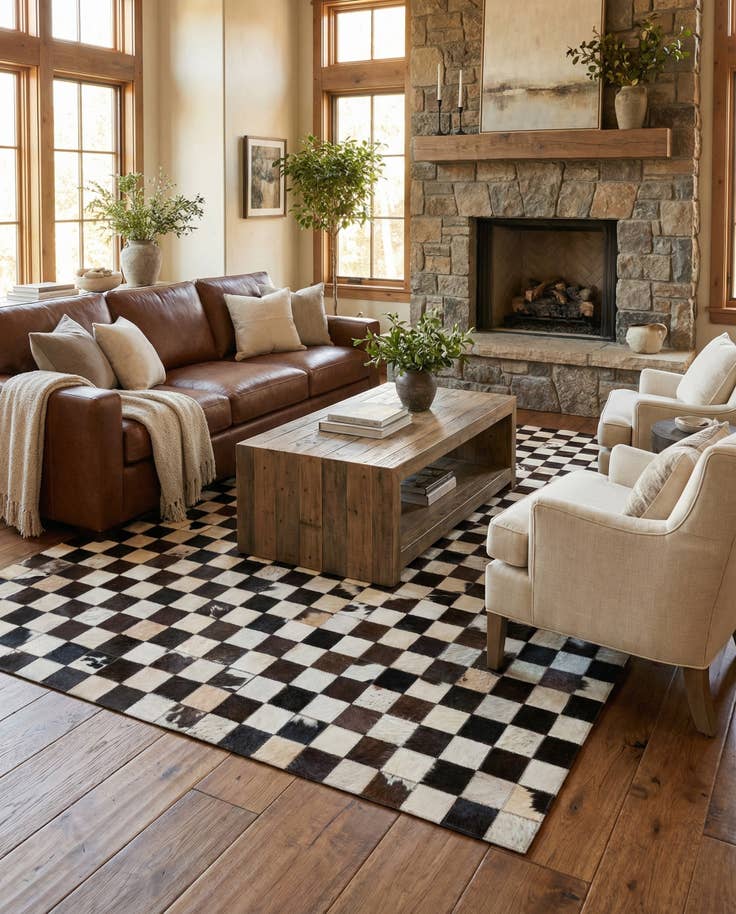 Detail image of 5' x 8' Cowhide Stocks Rug