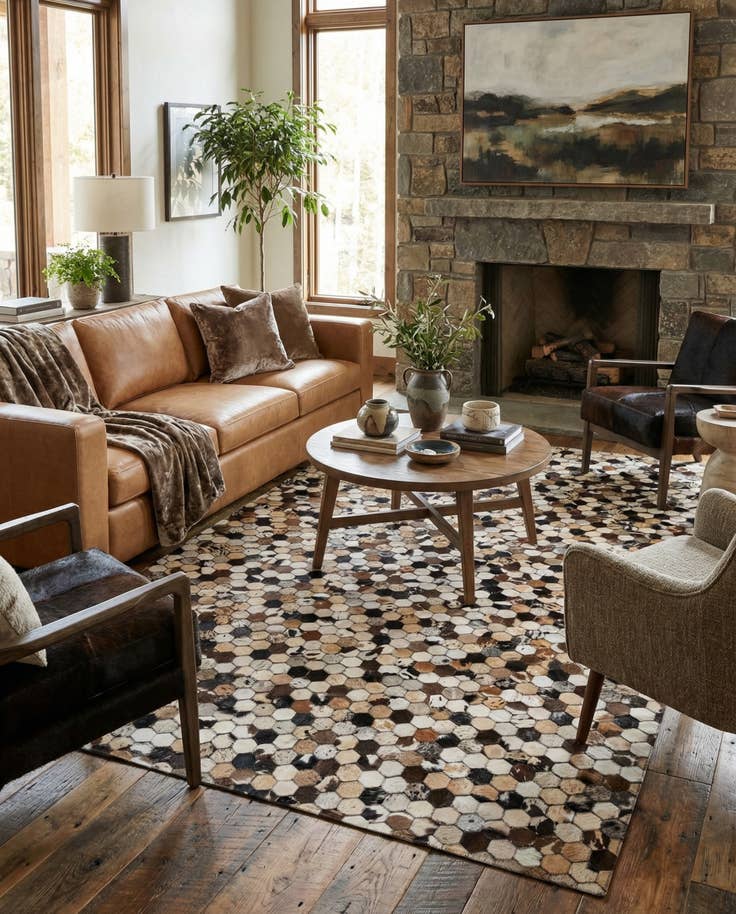 Detail image of 5' x 7' 10 Cowhide - Patchwork Rug