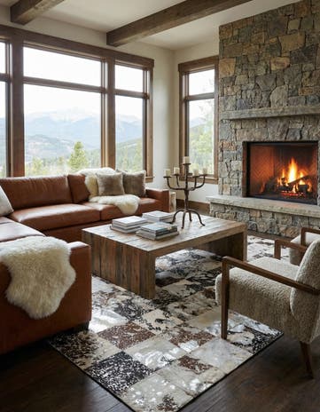 8' 1 x 10' 1 Cowhide Leather Rug