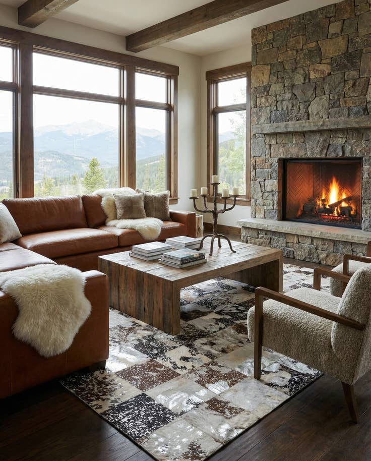 Detail image of 8' 1 x 10' 1 Cowhide Leather Rug