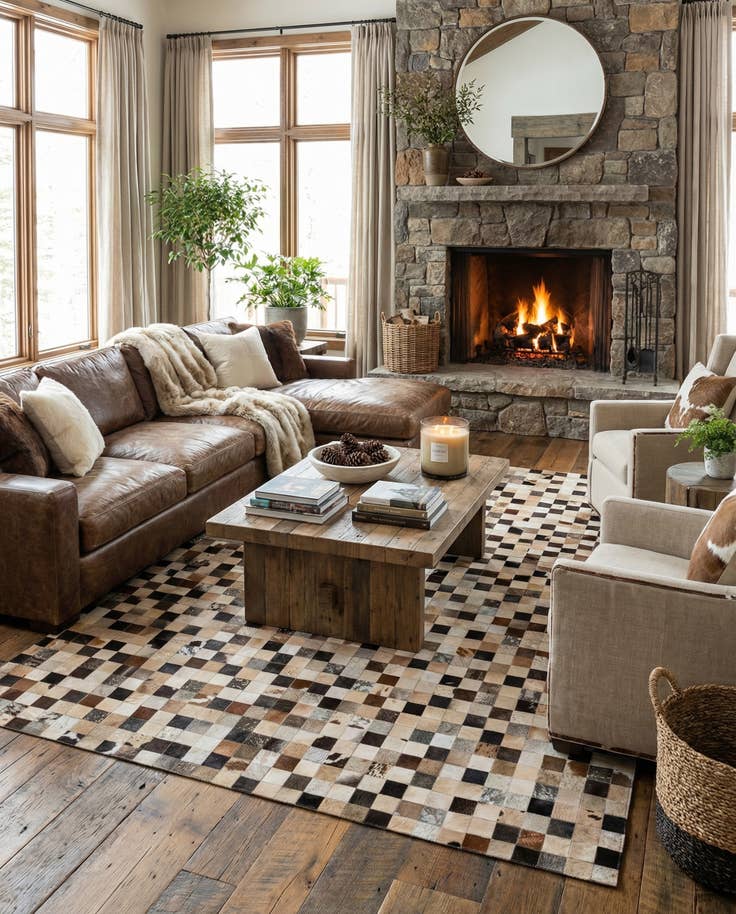 Detail image of 8' 1 x 9' 10 Cowhide - Patchwork Rug