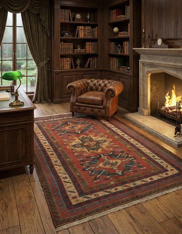 5' 2 x 7' 10 Hand Knotted Kars Wool Rug