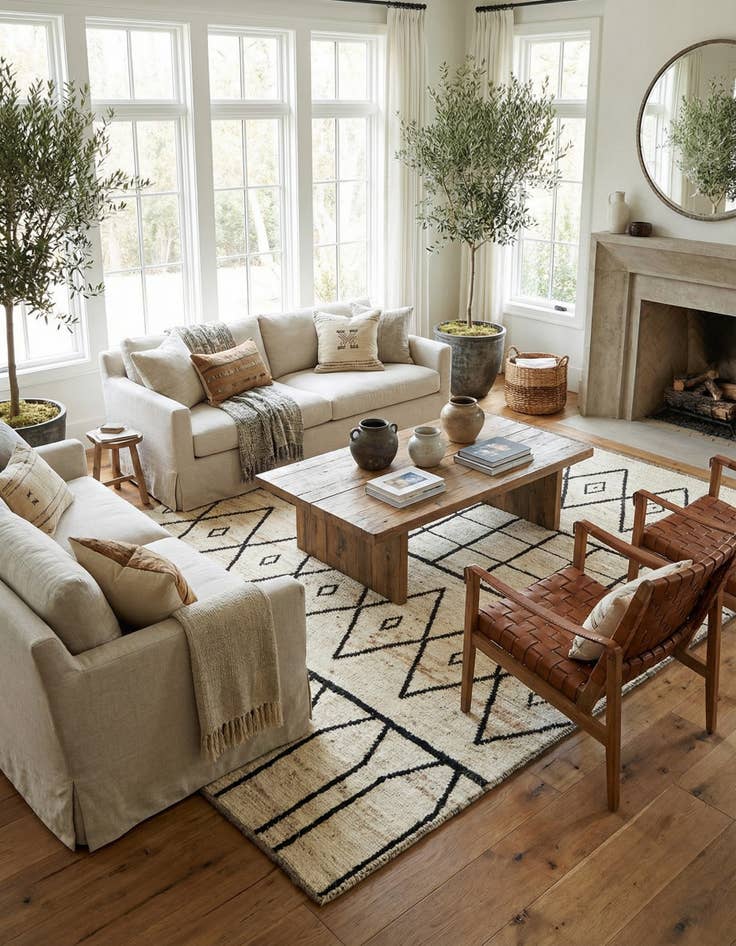 Detail image of 5' 11 x 8' 9 Hand Knotted Moroccan Wool Rug