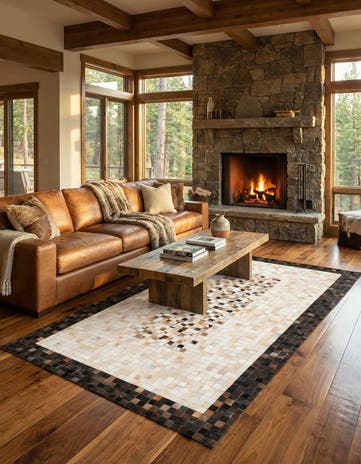 5' x 8' Cowhide Leather Rug