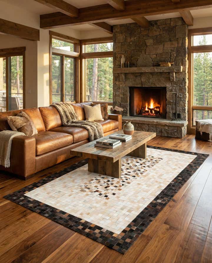 5' x 8' Cowhide Leather Rug