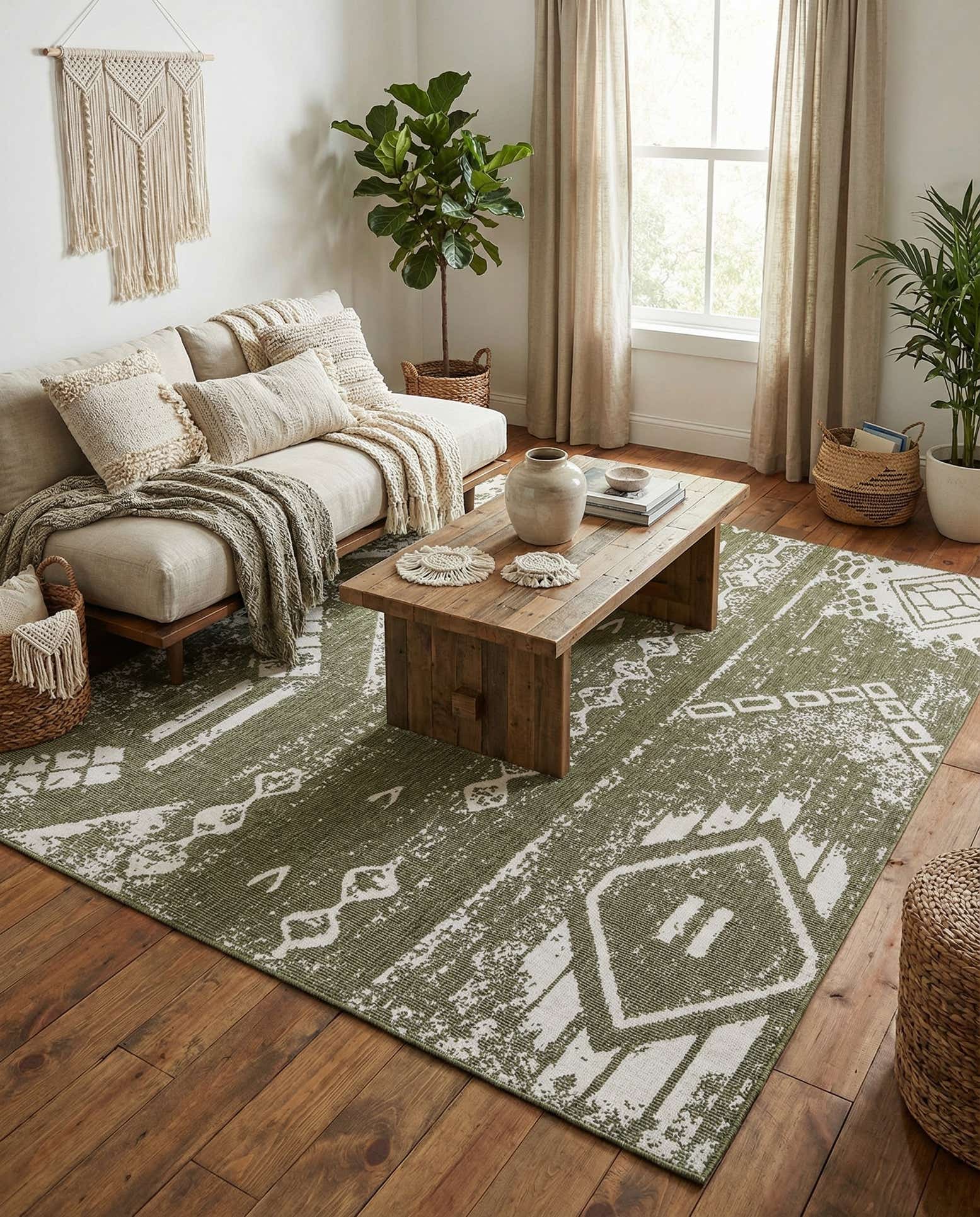 10' x 13' Easy-Clean Bohemian Indoor / Outdoor Rug