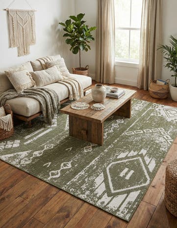 10' x 13' Easy-Clean Bohemian Indoor / Outdoor Rug