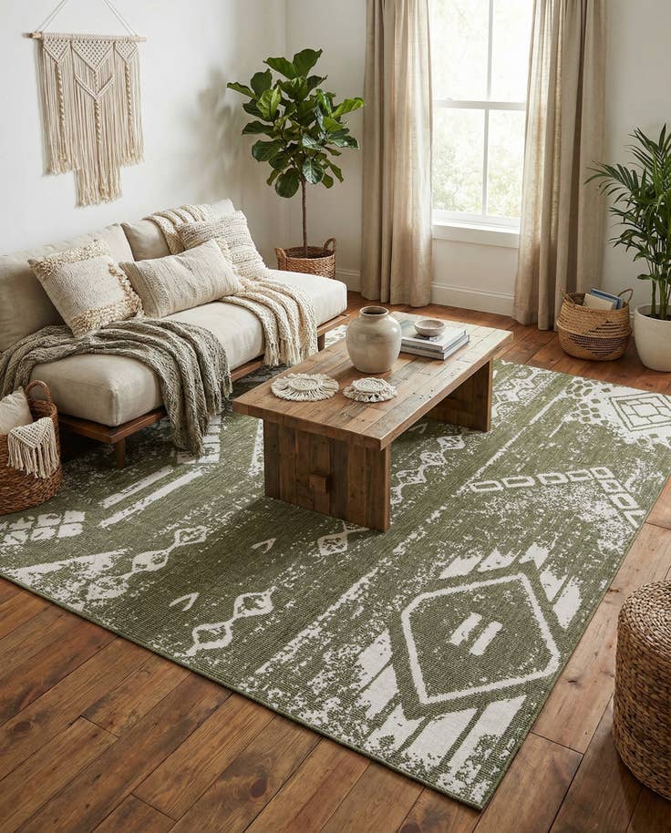 Detail image of 10' x 13' Easy-Clean Bohemian Indoor / Outdoor Rug