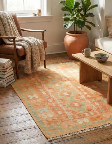 2' 7 x 4' 3 Hand Woven Kilim Waziri Wool Rug