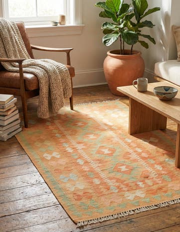 2' 7 x 4' 3 Hand Woven Kilim Waziri Wool Rug