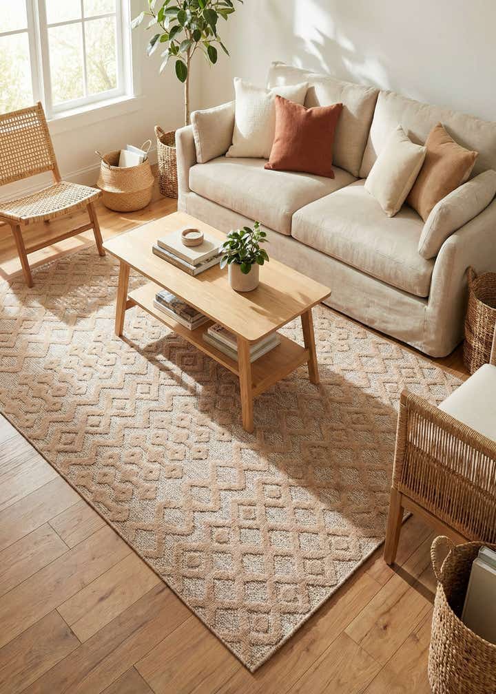 6' x 9' Easy-Clean Trellis Textured Indoor / Outdoor Rug