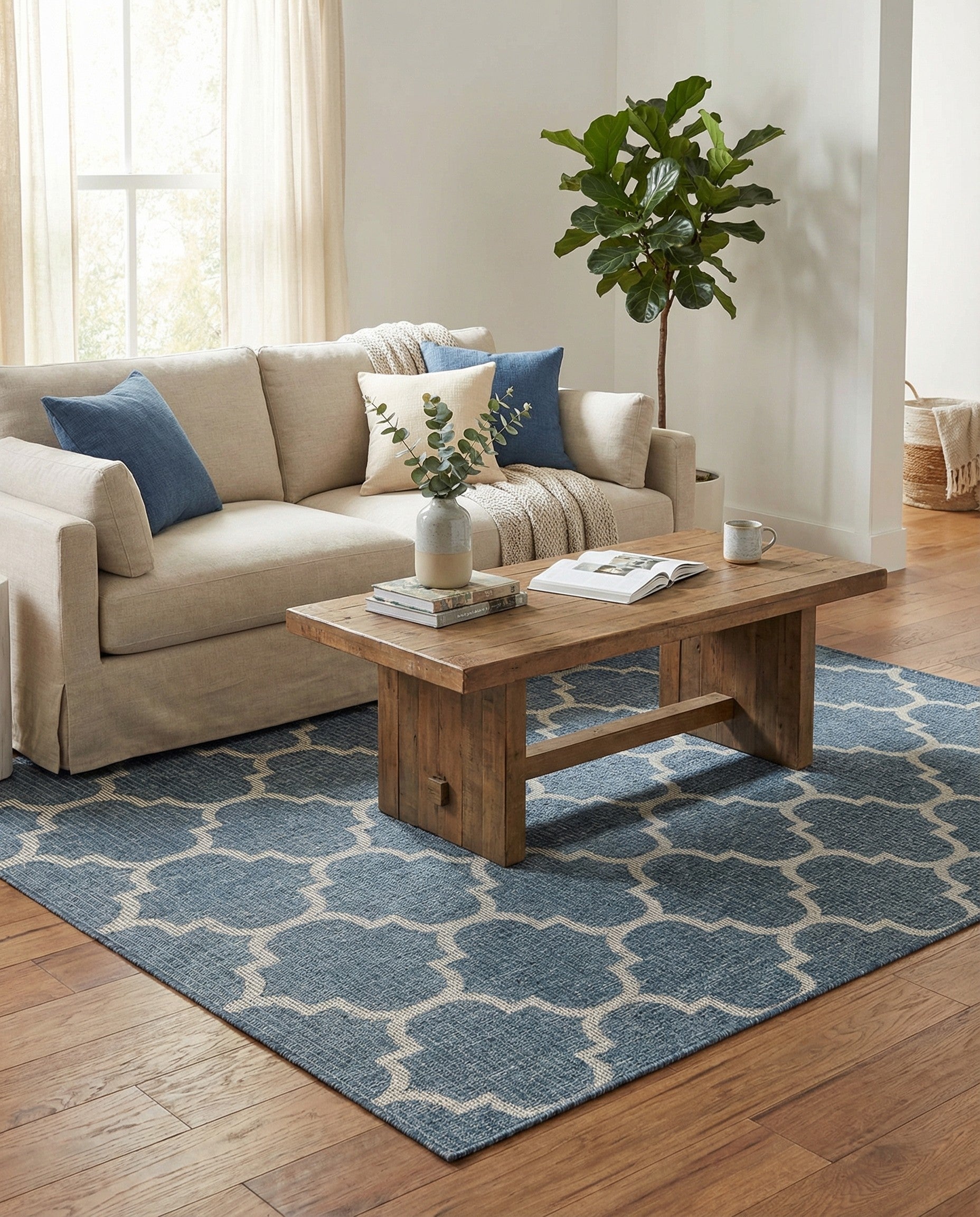  5' 3 x 7'  Washable Lattice Indoor / Outdoor Rug