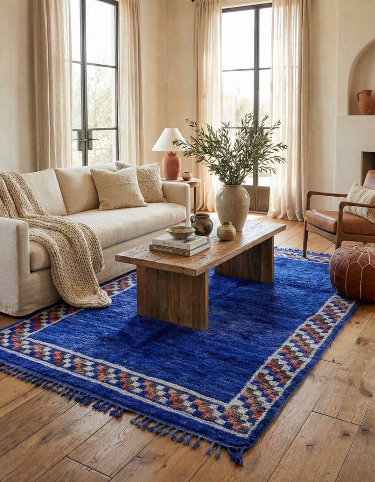 Detail image of 4' 11 x 8' 5 Hand Knotted Moroccan Wool Rug