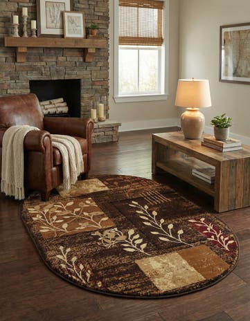 Brown Cafe Oval Rug