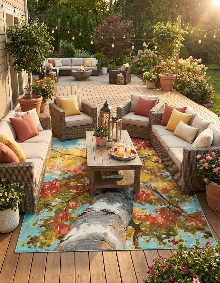 Detail image of 7' 10 x 10'  Washable Botanical Indoor / Outdoor Rug