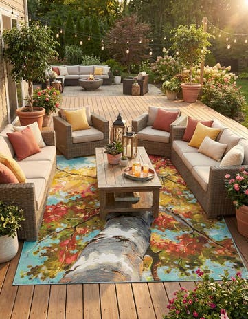 7' 10 x 10' Easy-Clean Botanical Indoor / Outdoor Rug