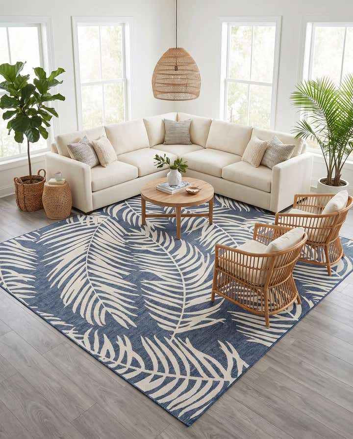 10' 8 x 10' 8 Easy-Clean Botanical Indoor / Outdoor Square Rug