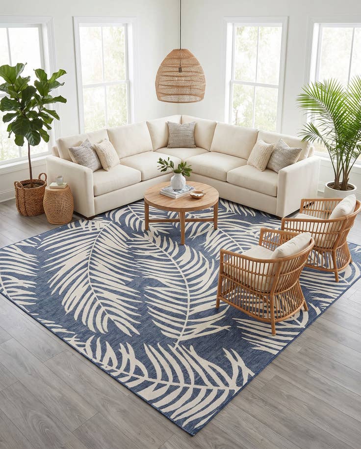 Detail image of 10' 8 x 10' 8 Easy-Clean Botanical Indoor / Outdoor Square Rug
