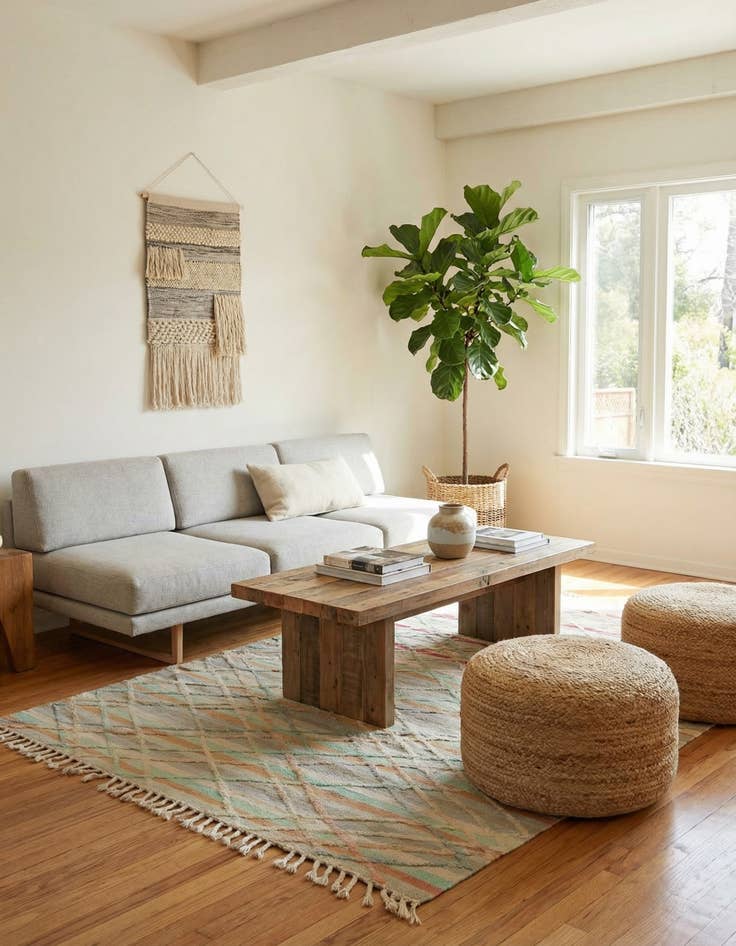 Detail image of 5' 10 x 8'  Hand Knotted Moroccan Wool Rug